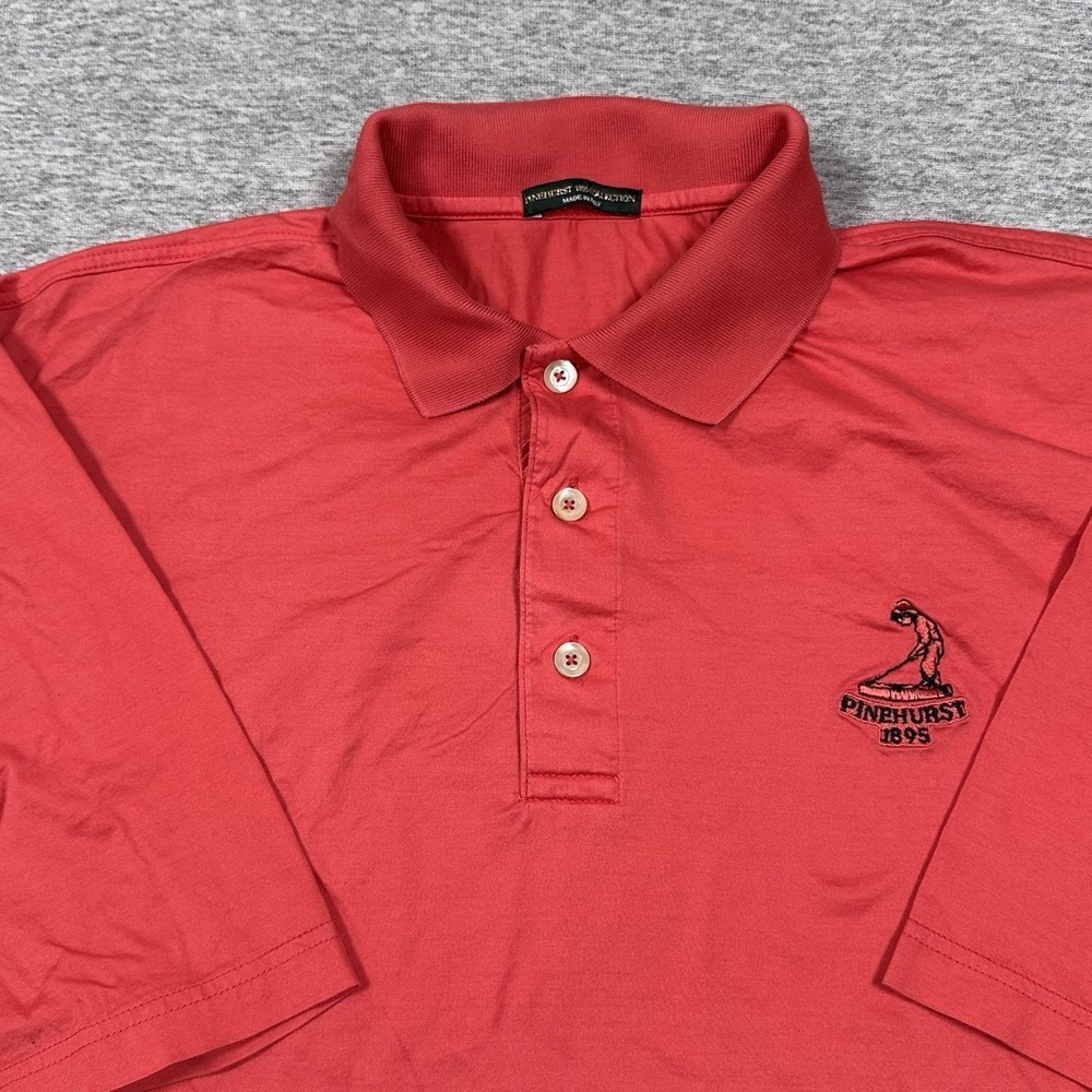 Pinehurst 1895 Collection Polo Shirt Mens Large Red Pink Cotton Golf Made Italy